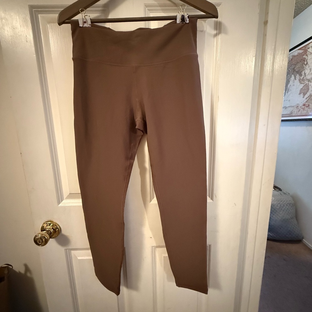 Linc Active Ribbed Brown Leggings